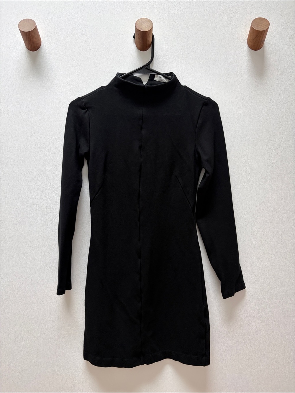 Babaton Black Long-Sleeve Mock Neck Dress